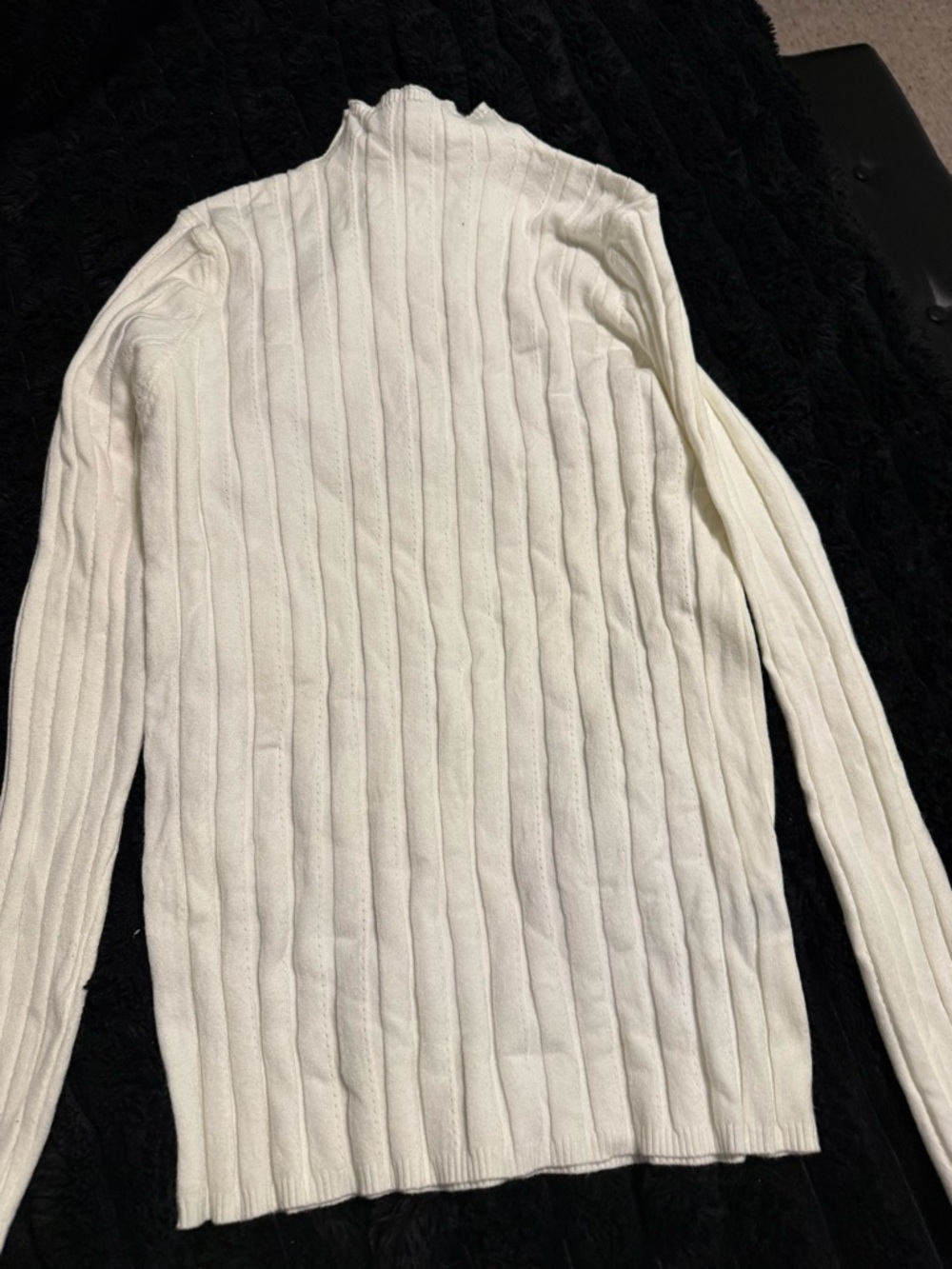 SHEIN Cream Ribbed Turtleneck Sweater